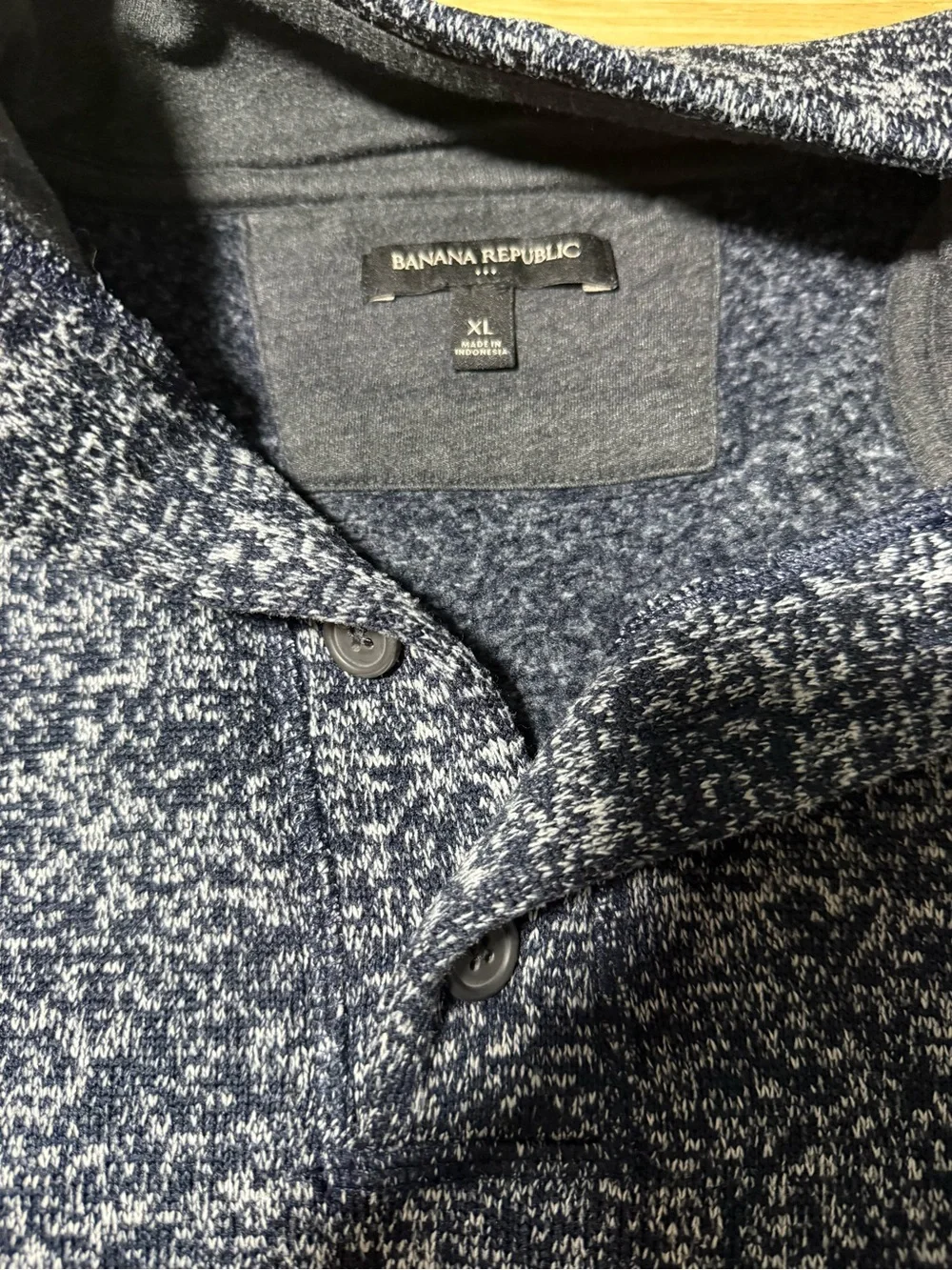 Banana Republic Men’s XL Heathered Navy Button Mock Neck Pullover